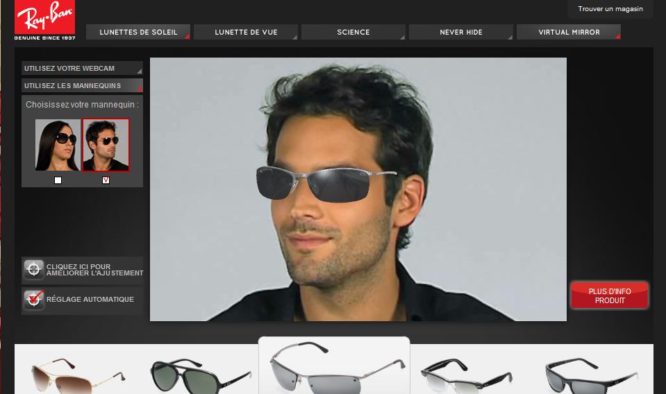 Realite augmentee Essayer vos lunettes en ligne avec Ray Ban Actinnovation Nouvelles Technologies et InnovationsActinnovation Nouvelles Technologies et Innovations